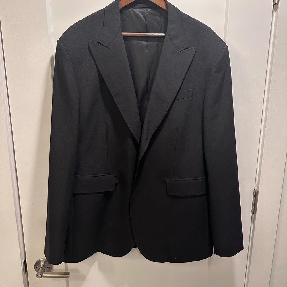 Versace Black Single-Breasted Notch Lapel Blazer